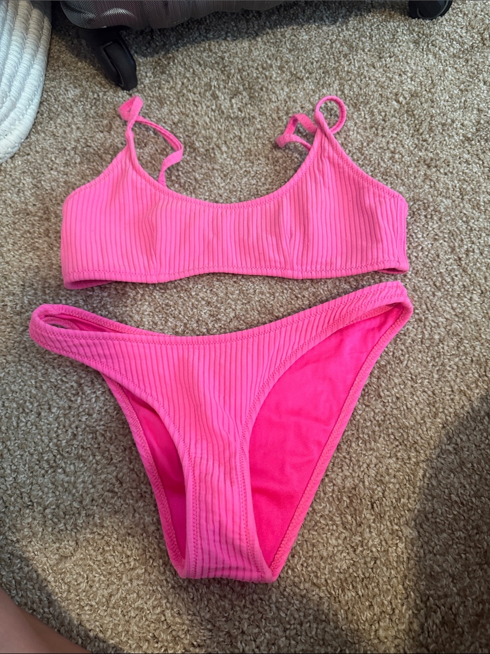 triangl swimwear Hot Pink Ribbed Bikini Set